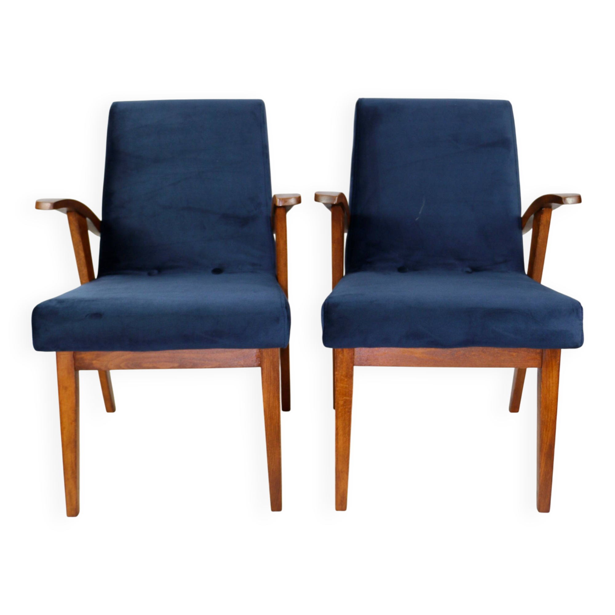 Vintage armchair 300-123, design by M. Puchała navy blue - set of 2 pieces