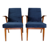 Vintage armchair 300-123, design by M. Puchała navy blue - set of 2 pieces