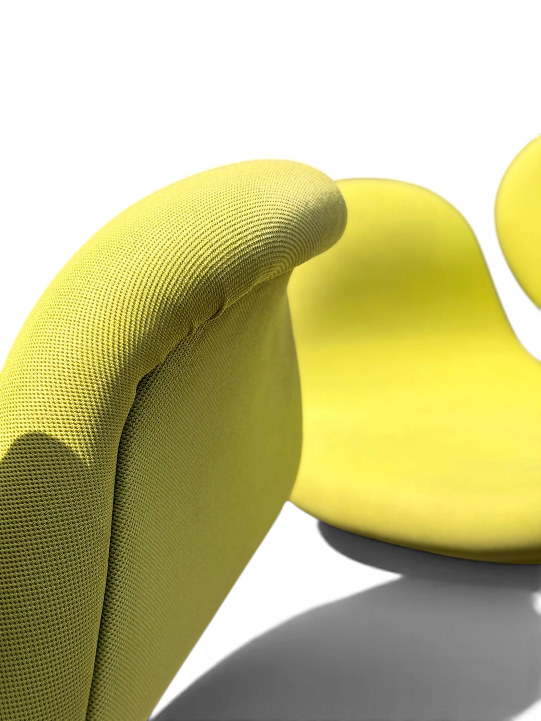 Pair of Little Tulip armchairs by Pierre Paulin for Artifort in green fabric.