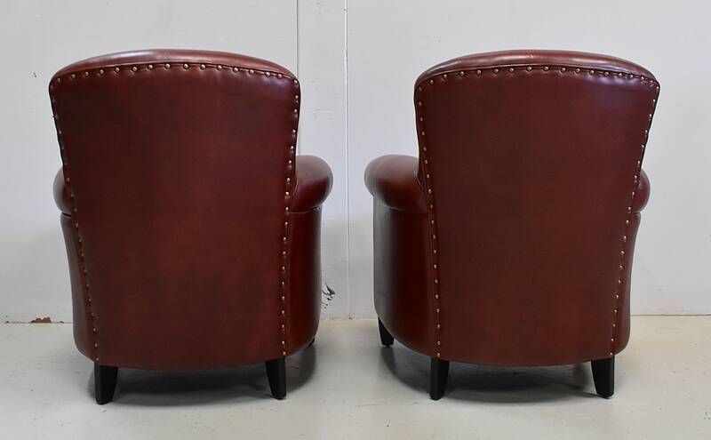 Pair of Small Club Armchairs in Sheepskin - Reproduction