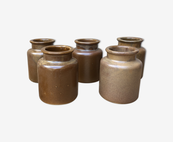 Set of 5 sandstone mustard pots