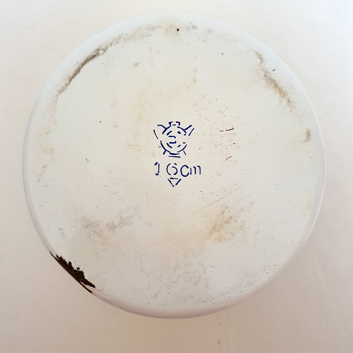 White and blue enamelled kettle