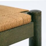 Odessa dining chairs set of 6, stained birchwood, Danish cord, 1970s