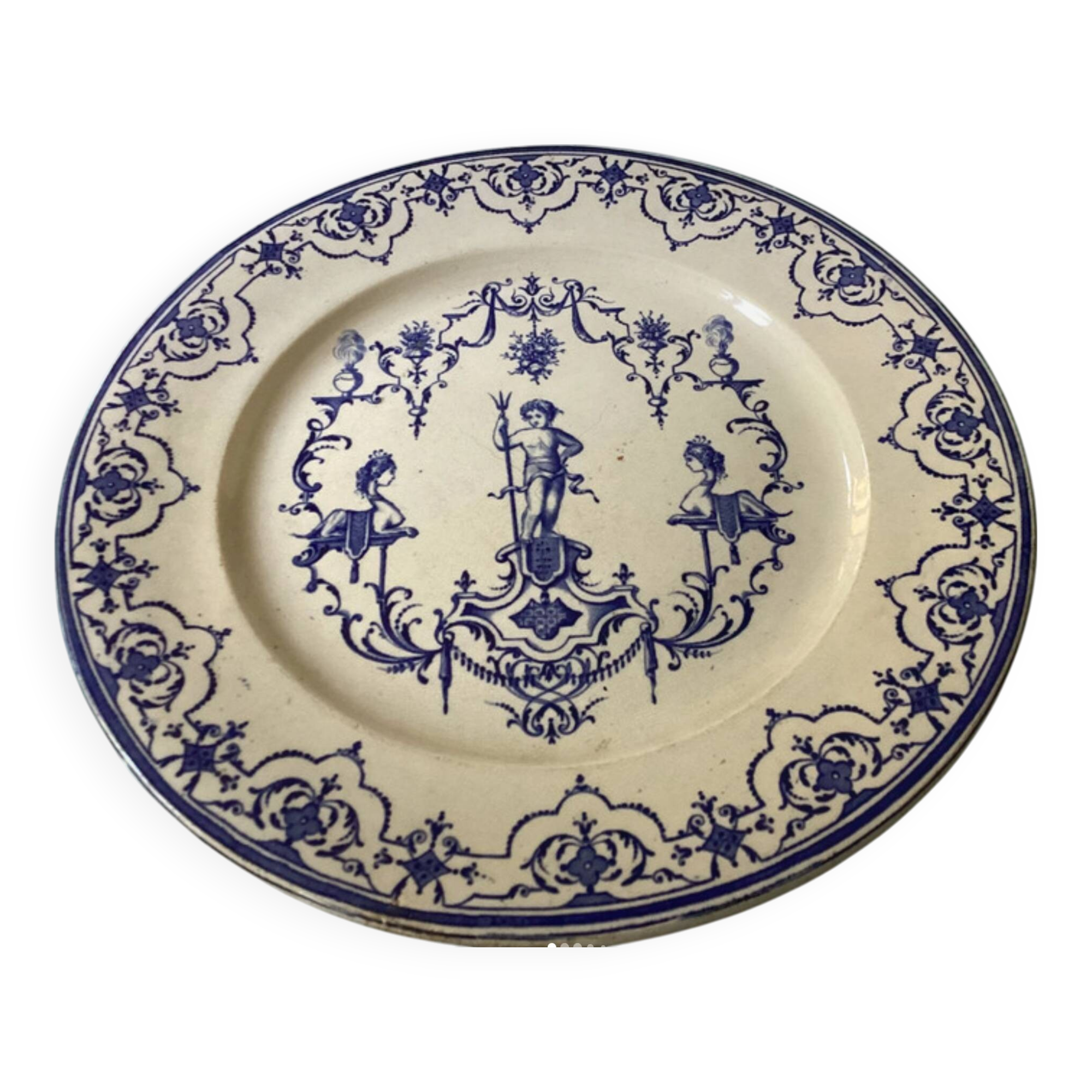 Antique Moustiers earthenware dish