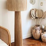 Minimalist raffia floor lamp