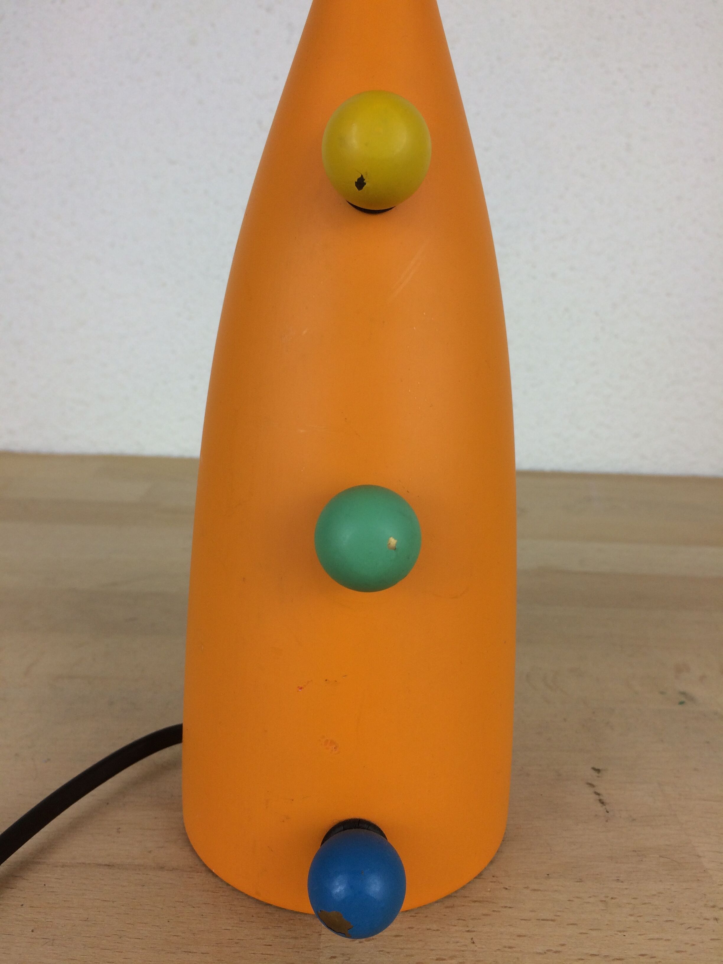 Lamp Olivier Villatte orange wood, 80s