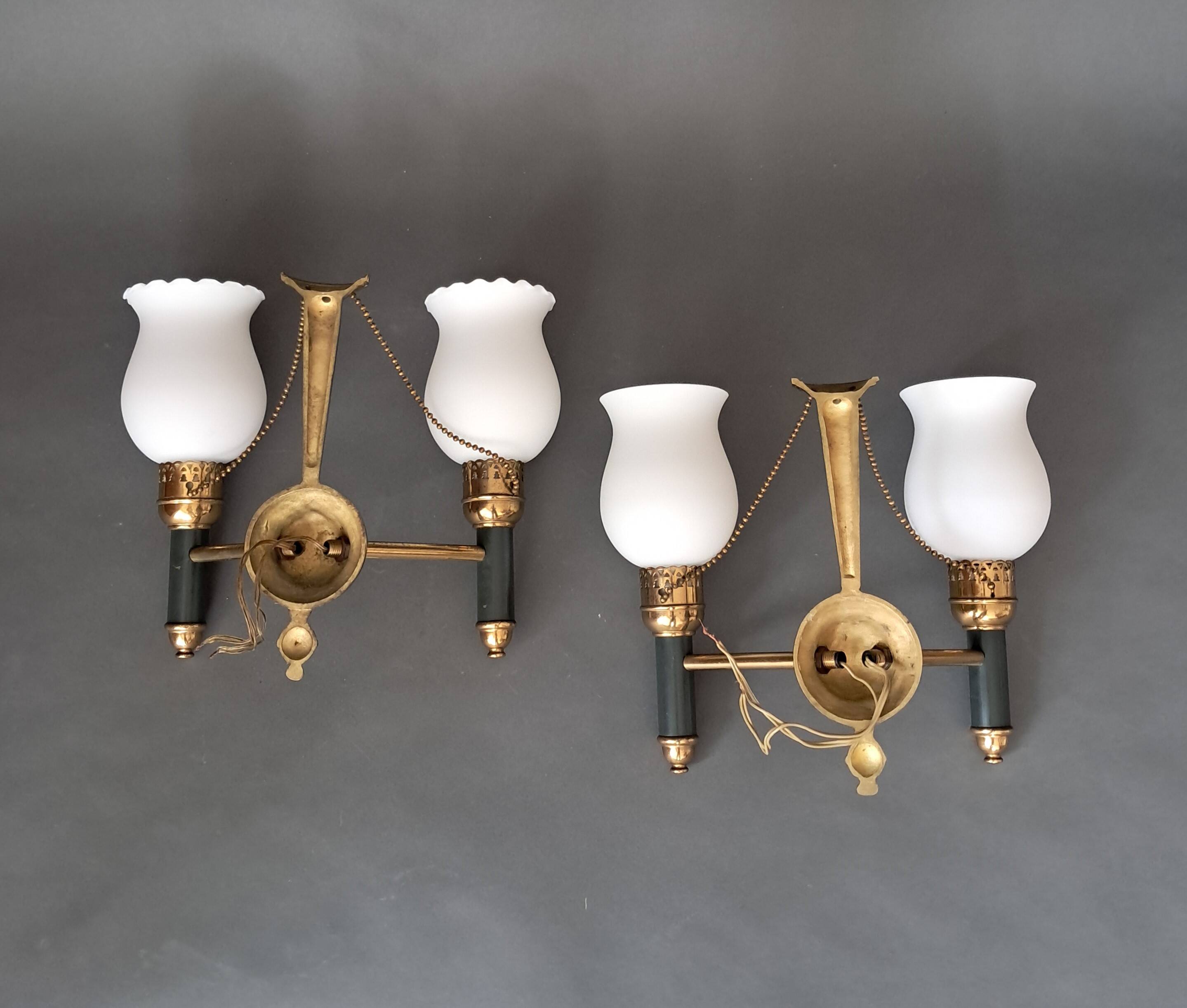 Pair of two-light sconces from Maison Lunel 1960.