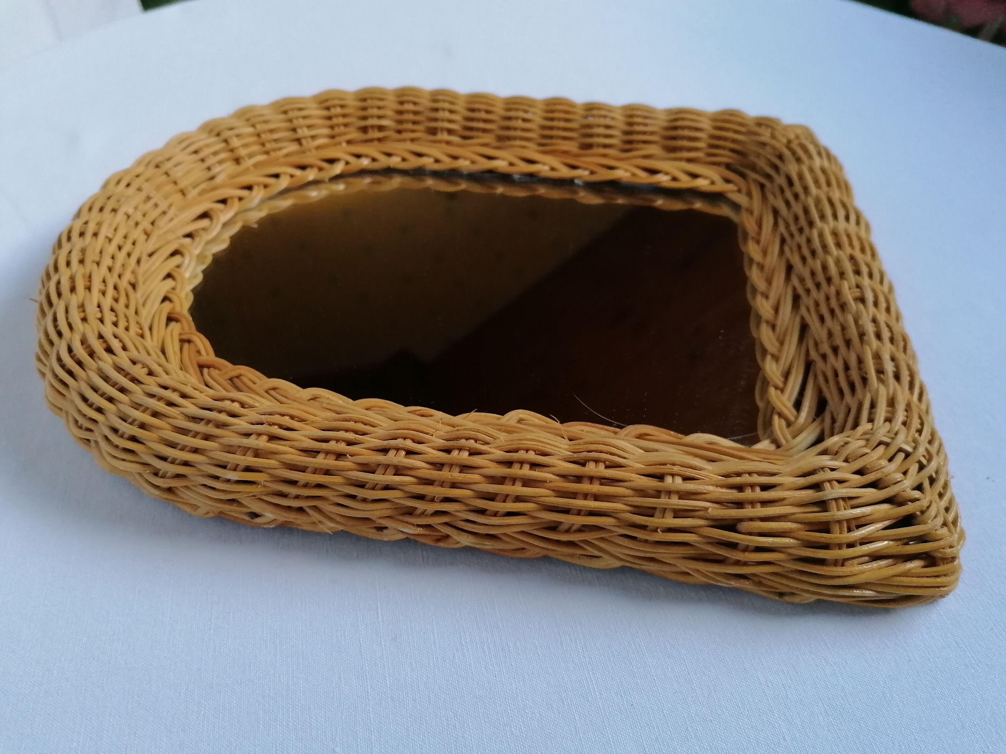 Rattan wicker mirror 22x29cm