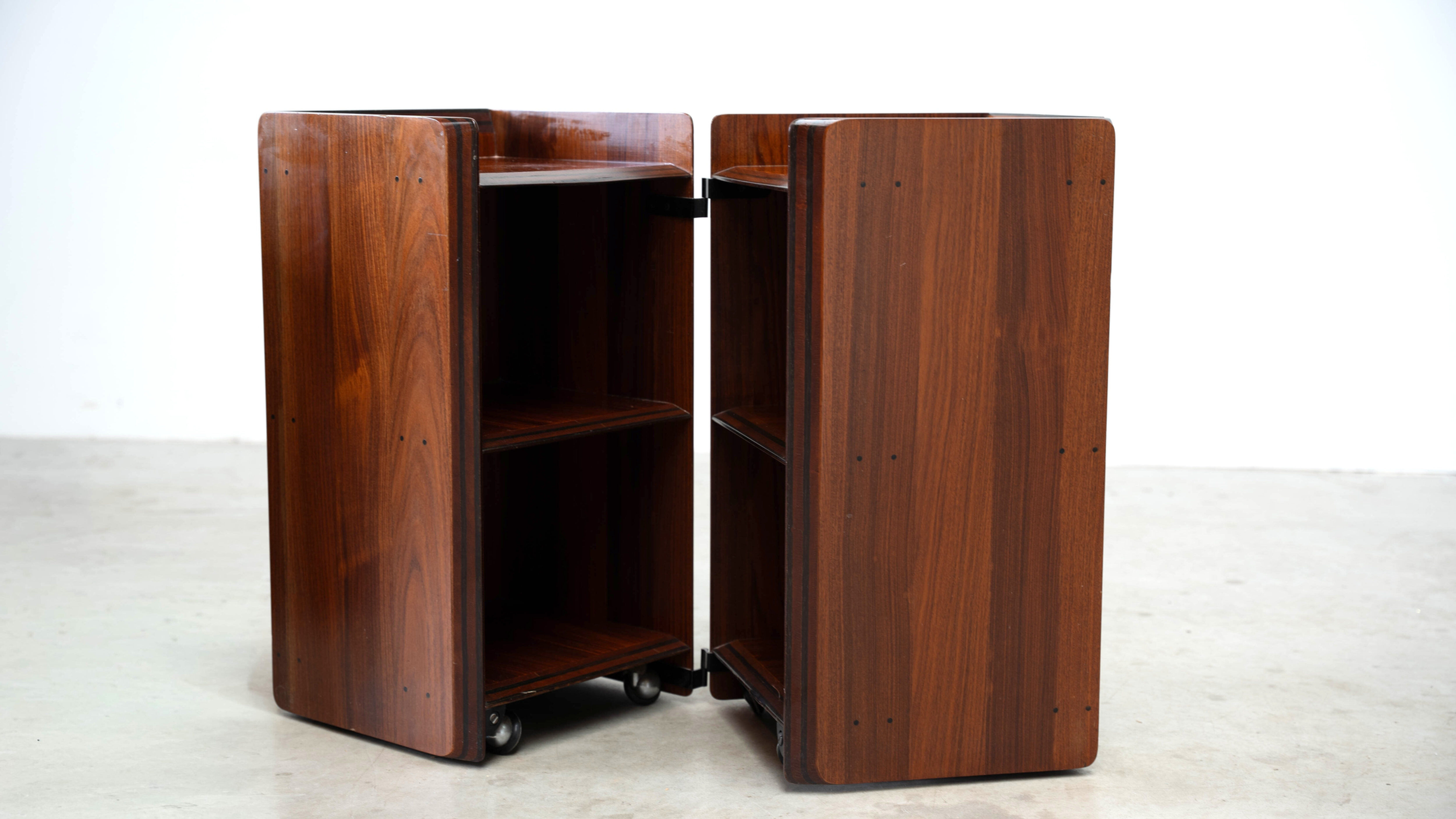 Rare rosewood side cabinets Afra Tobia Scarpa for Maxalto