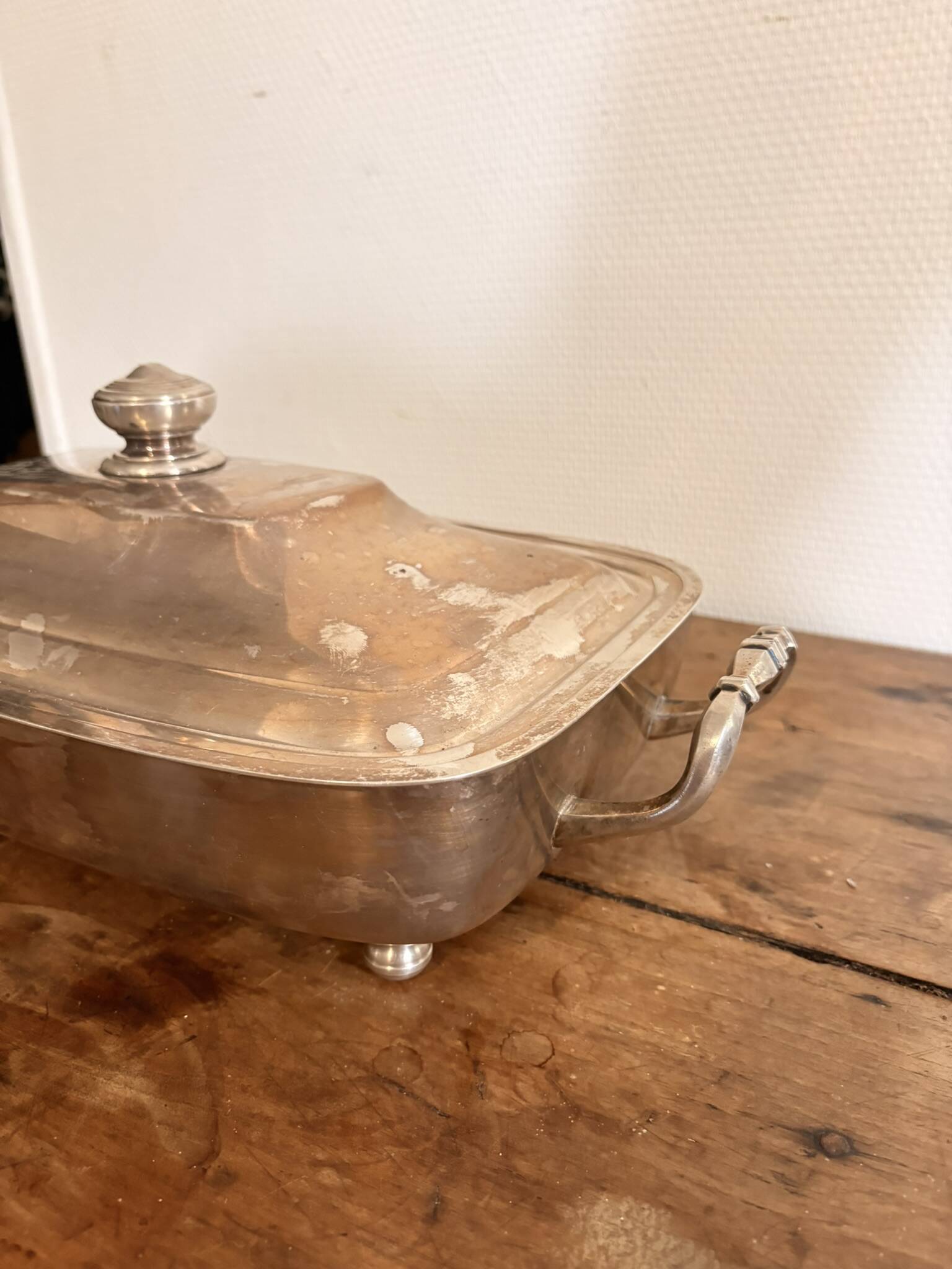 Plat couvert, légumier en métal argenté Fleuron Christofle