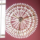 Lustre en bronze doré et pampilles