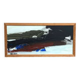 Huile sur panneau suédoise d'époque Mid Century – « Ouragan » par Hans Osswald – Vintage et encadrée – 35 × 74 cm (13,8" × 29,1")