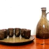 Service à liqueur en grès pyrité vers 1950