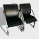 Set of 6 black leather armchairs — Gisberger — Circa 1980