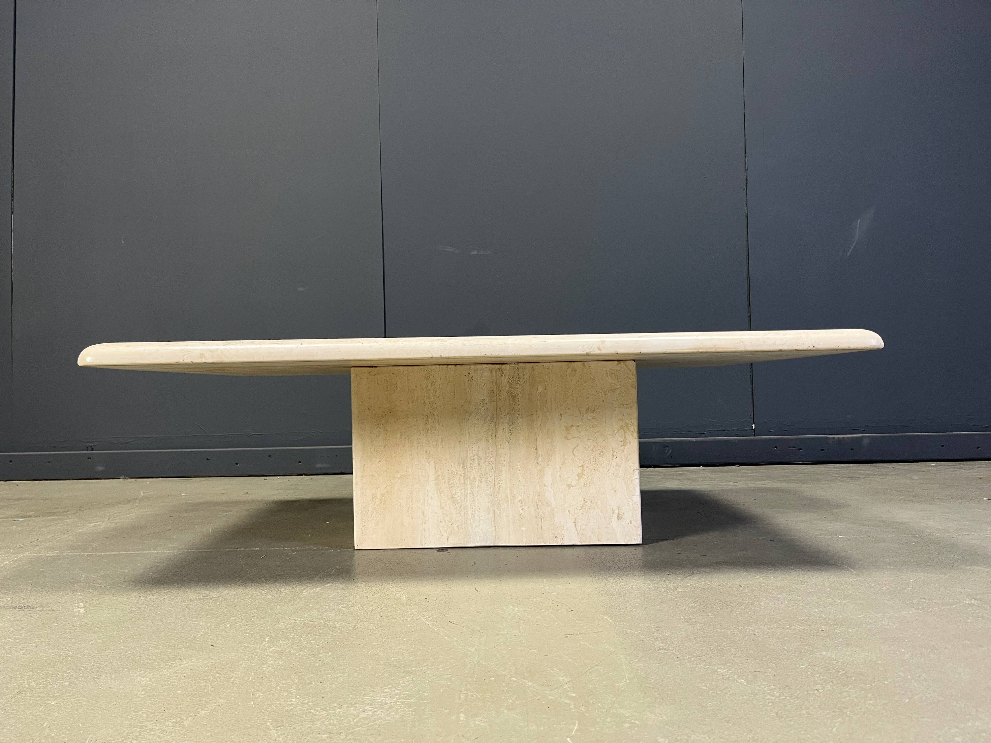 Rectangular travertine coffee table from the 1970s, Italy.