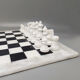 1970s black and white chess set in volterra alabaster handmade made in italy
