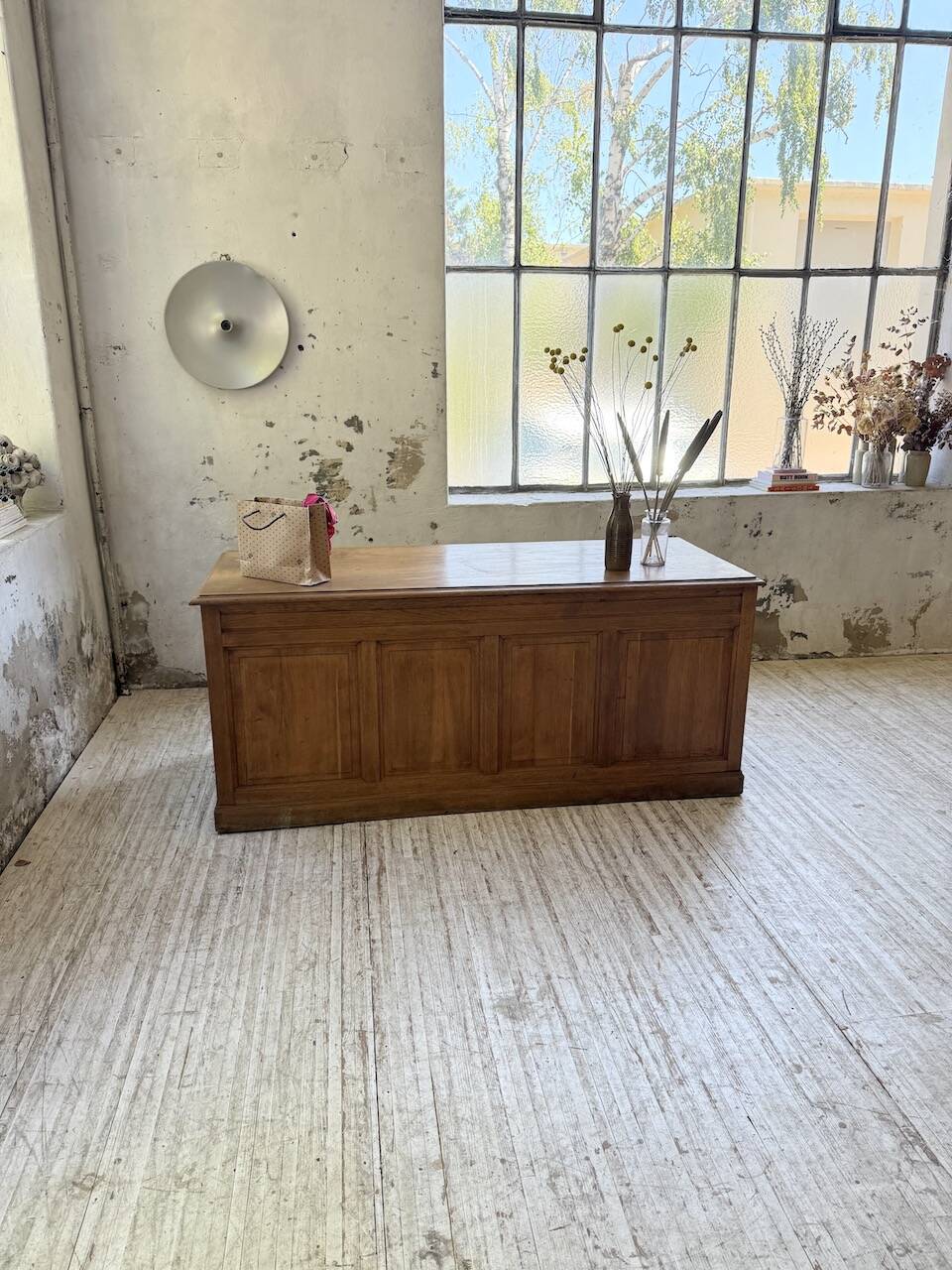 1950s oak office counter