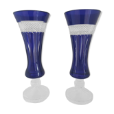 Paire de vases bleu cristallerie de Lorraine Saint-Louis, collection Tommy