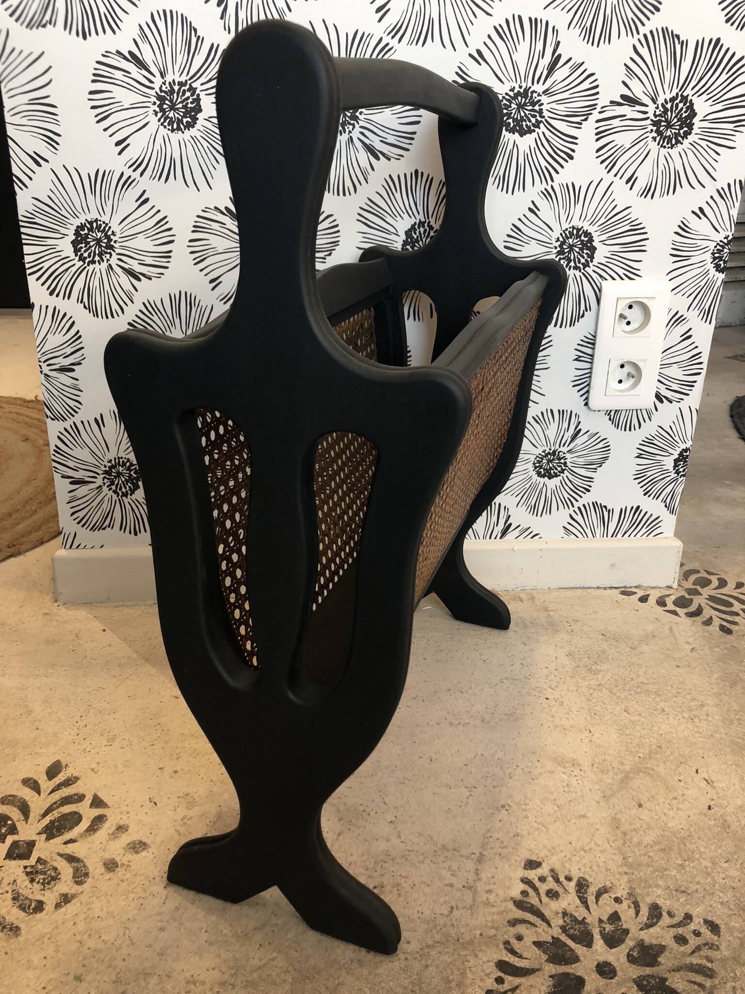 Pia wooden and cane magazine rack