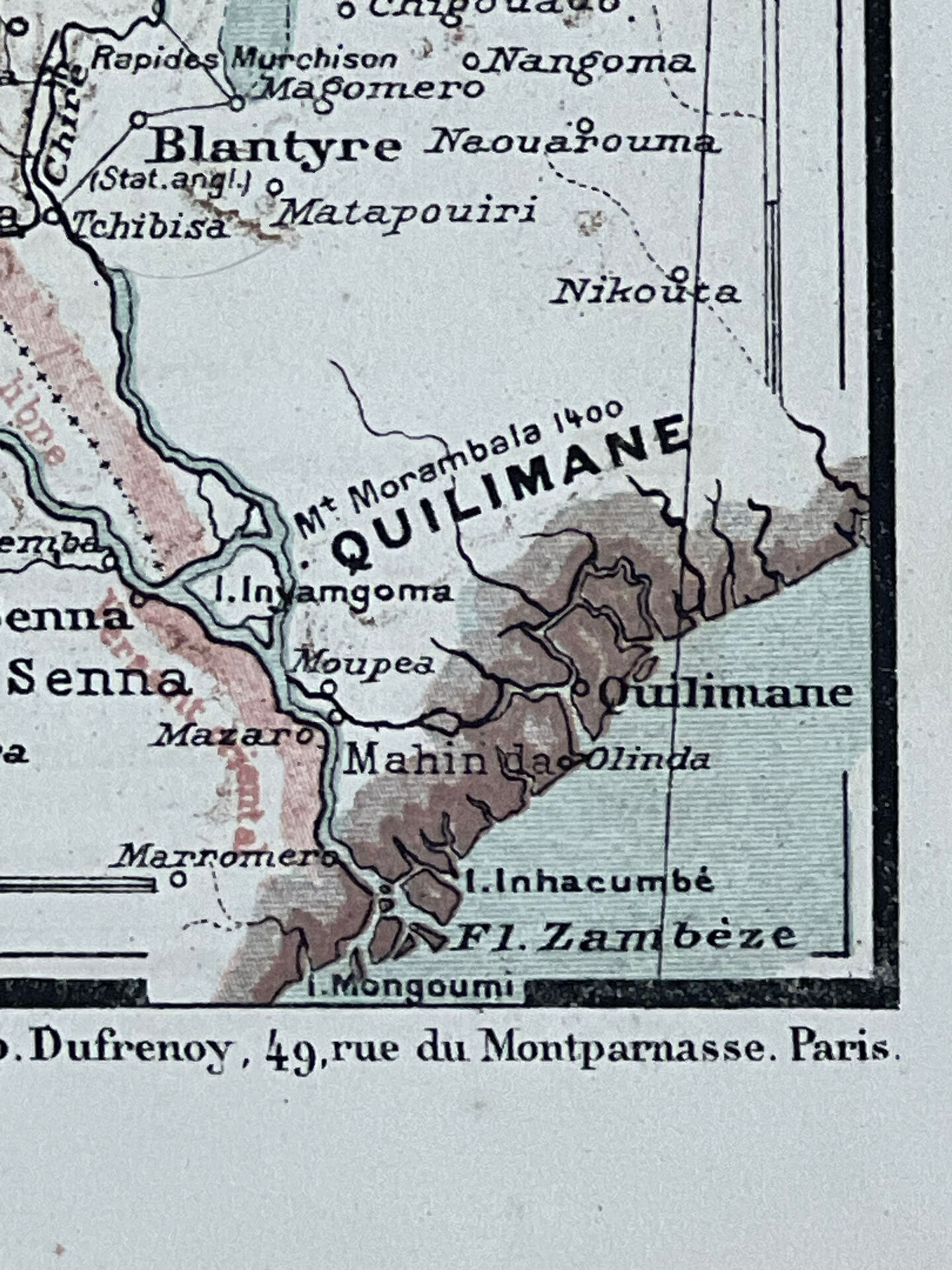 Original map of Zambezi and Congo 53x37cm 1905
