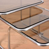 Tables gigognes chrome structure and trays smoked glass