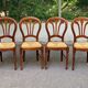4 country-style medallion chairs in solid cherry with rush seats from the 1990s.