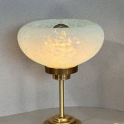 Vintage table lamp in blue Clichy glass & patinated brass