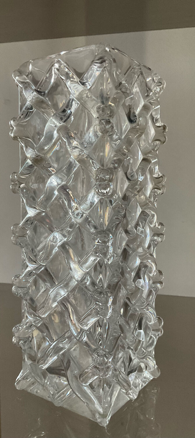 Vintage vase in molded glass and glass paste