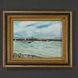 Painting “Petit Port Breton”, signed J.J Duboc – 1980