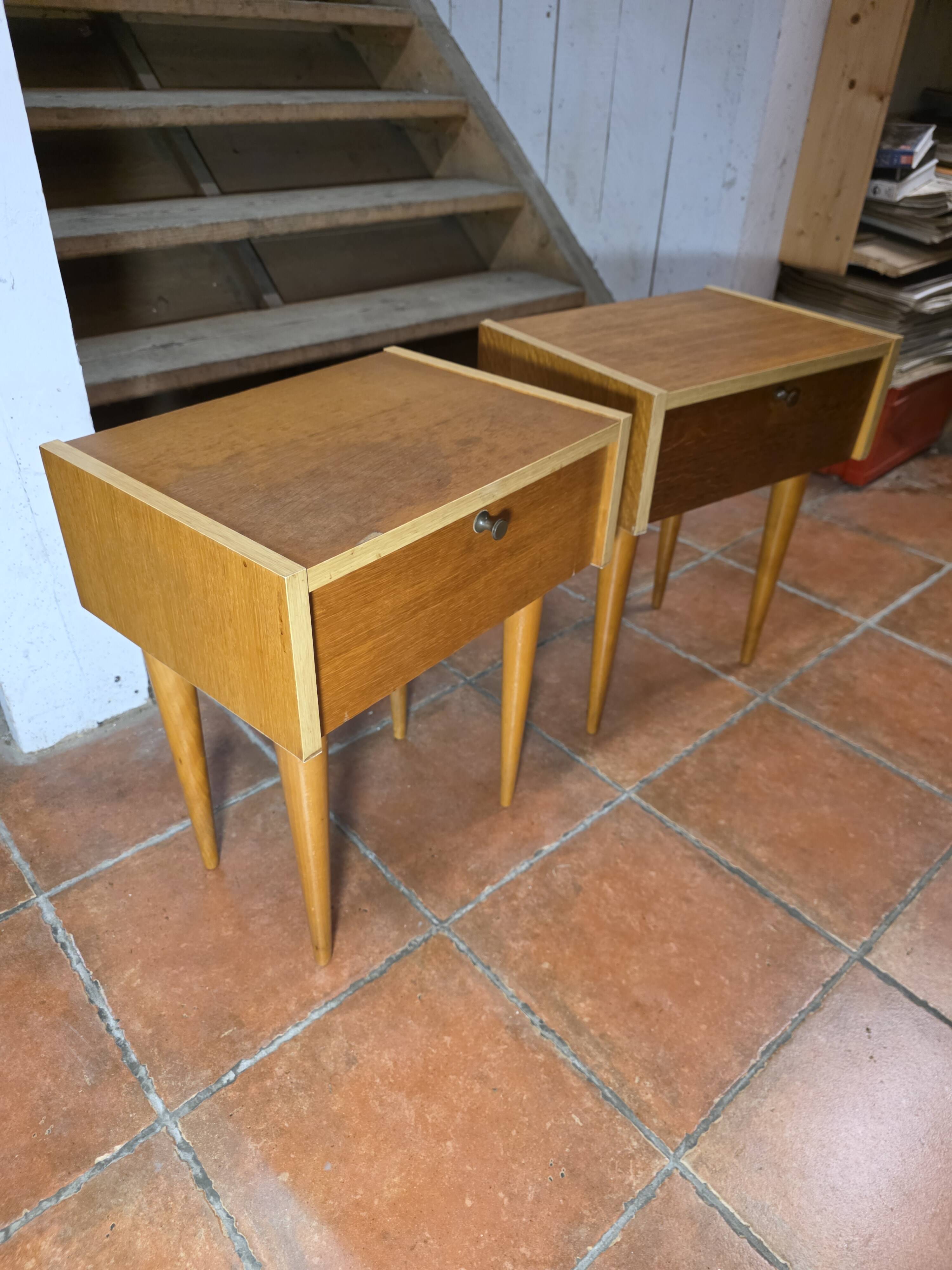 Pair of oak bedside tables from the 1960s.