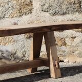 Pair of solid wood benches - brutalist