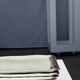 Trio of small rectangular serving dishes white and black Indonesian ceramic 21x16