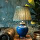 Vintage lamp Att. Le Dauphin in cobalt blue and gold ceramic, 1960s-1970s.