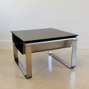 End of sofa, stainless steel magazine rack and mirror glass, France 70s