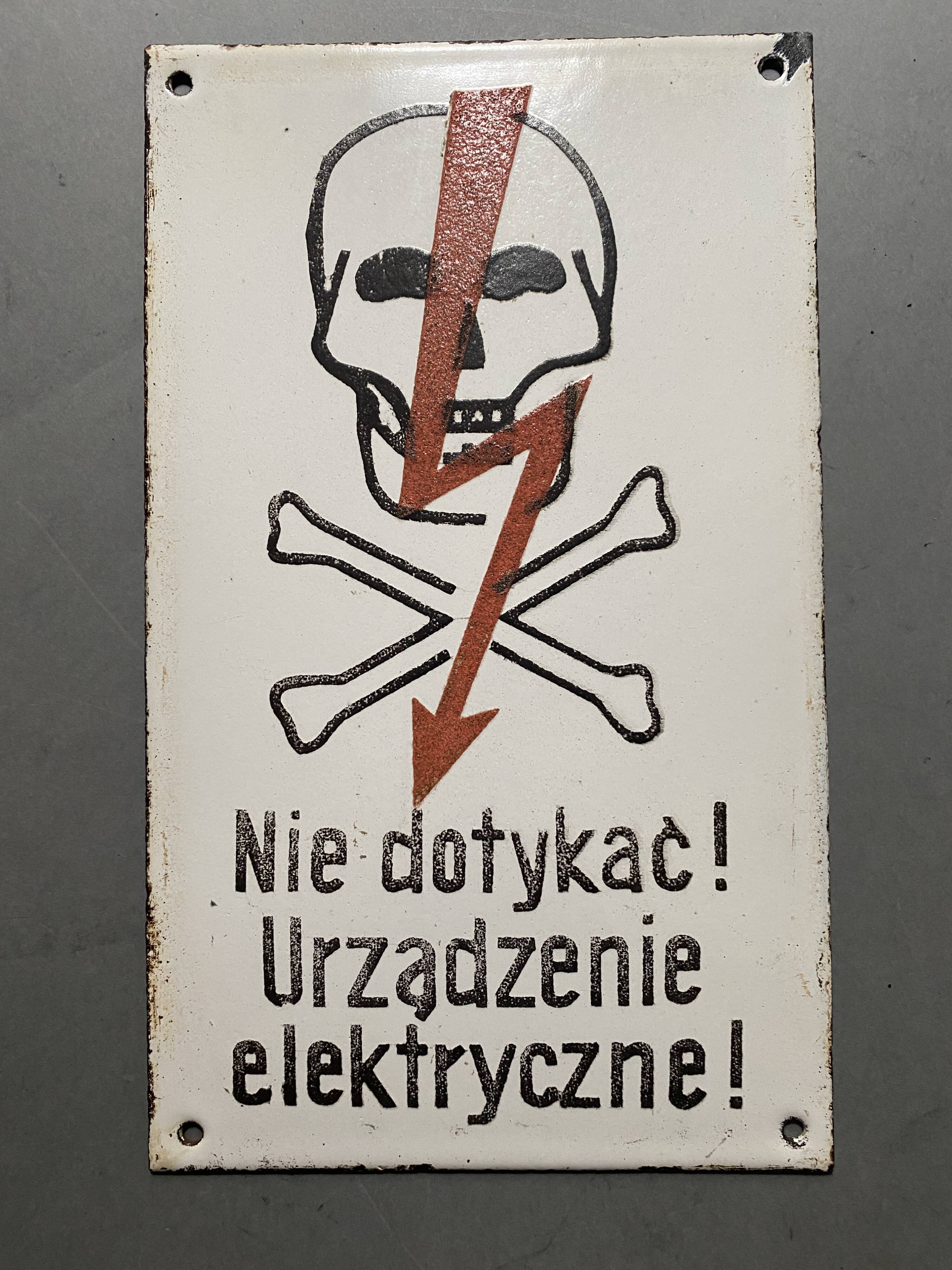 OLD Vintage Skull Plate EMAIL DANGER SKULL SKULL