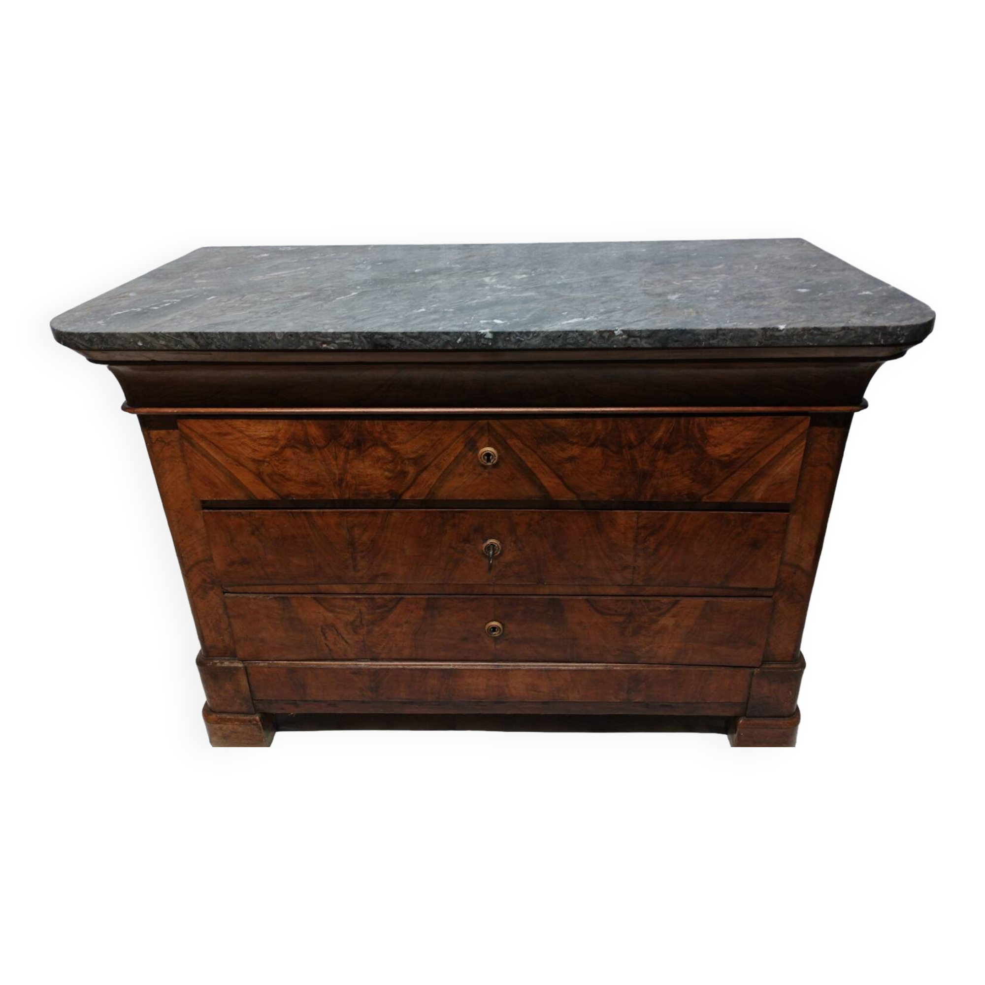 Antique Louis Philippe chest of drawers with 4 drawers and marble