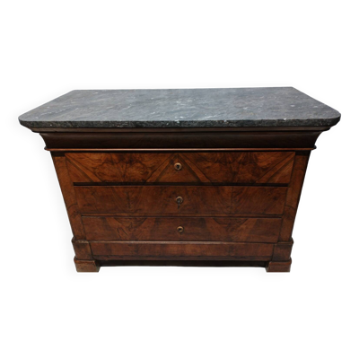 Ancienne commode Louis Philippe 4 tiroirs avec marbre