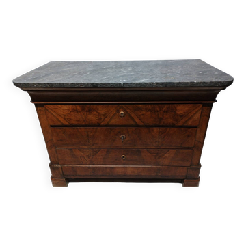 Ancienne commode Louis Philippe 4 tiroirs avec marbre