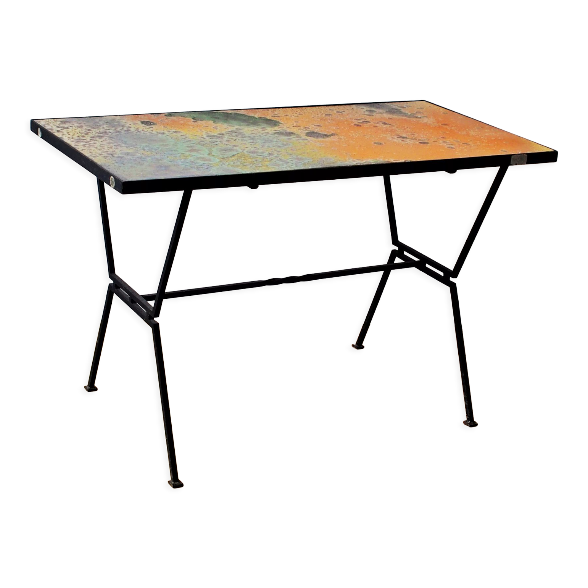 Enamelled lava coffee table