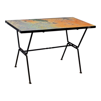 Enamelled lava coffee table