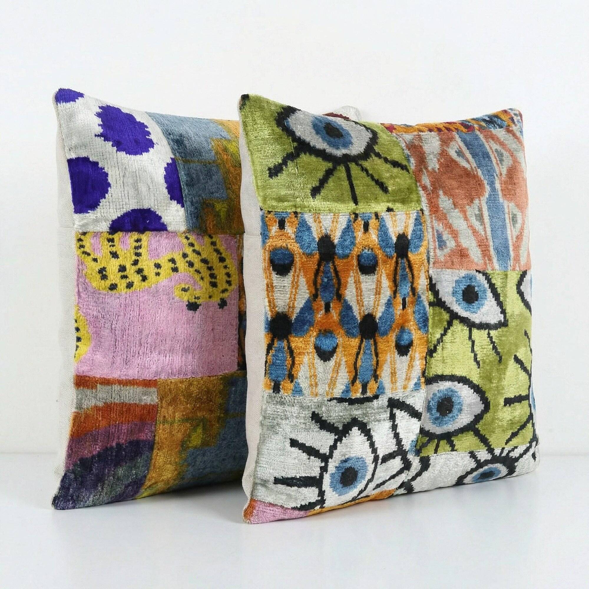 Set of 2 vintage ikat cushion covers 48x51 cm