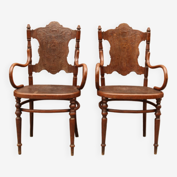 Pair of Art Nouveau Fischel armchairs