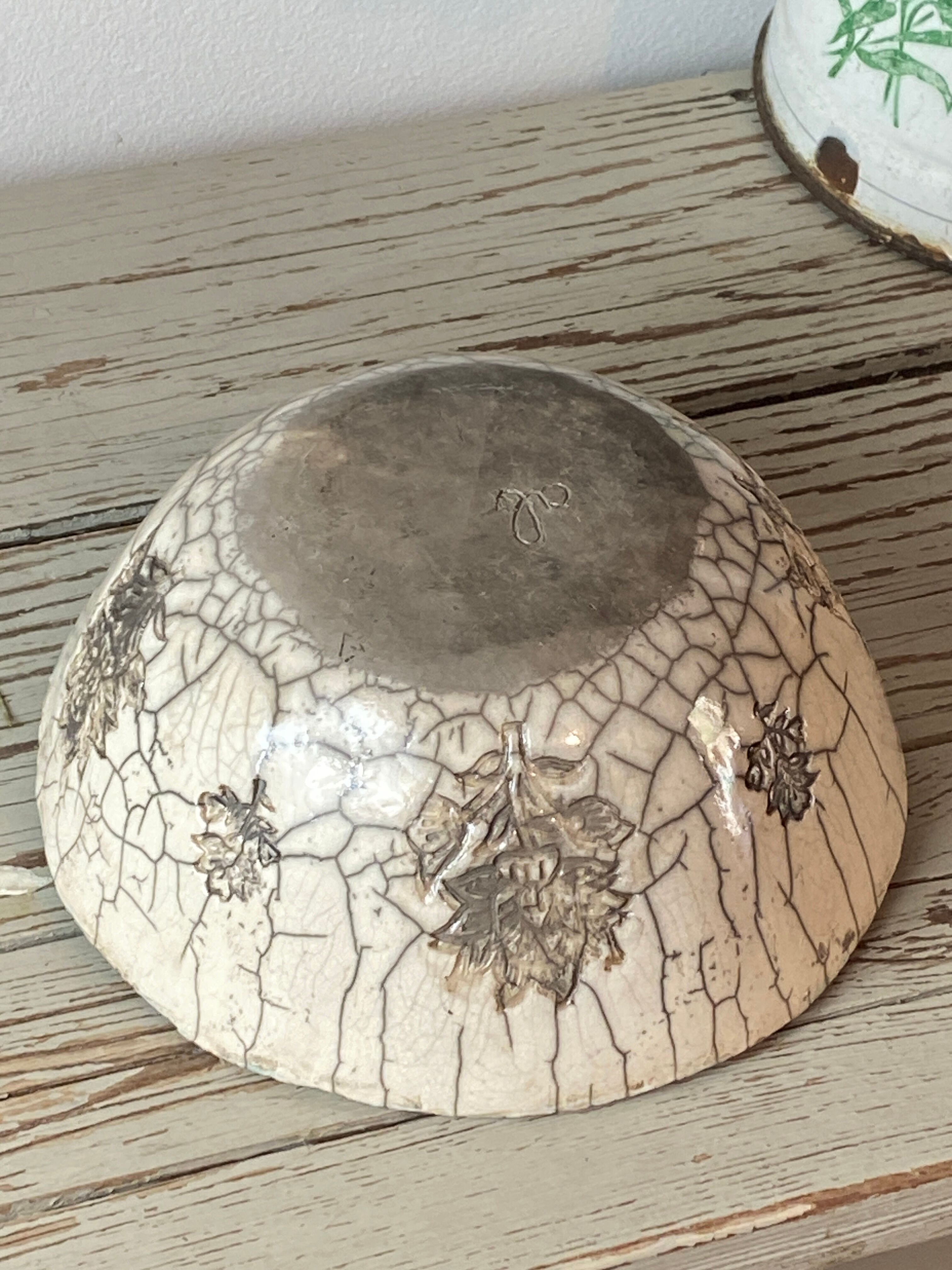 Raku ceramic salad bowl