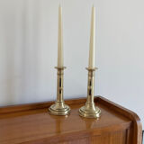 Pair of antique brass push candlesticks
