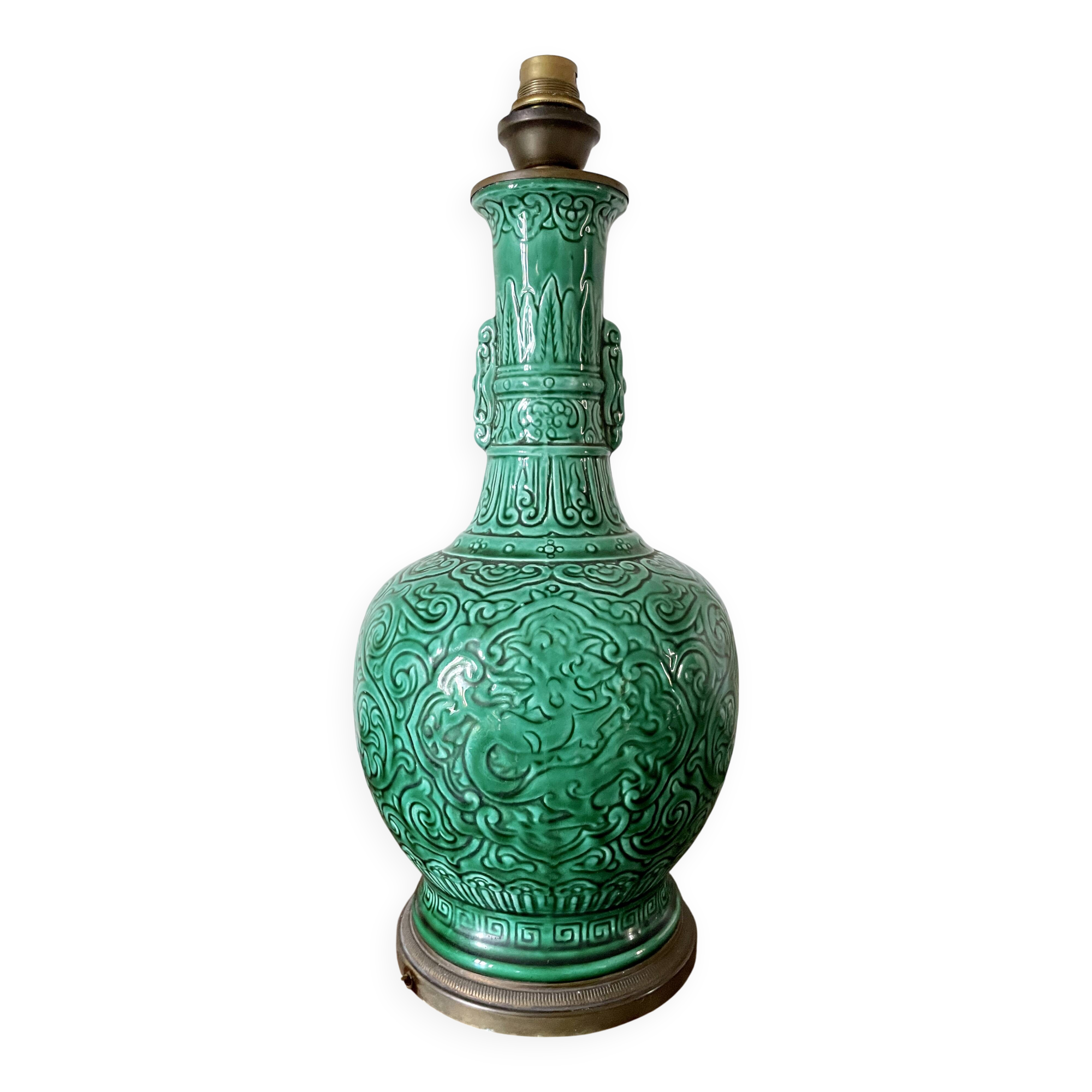 Mint green glazed ceramic lamp base