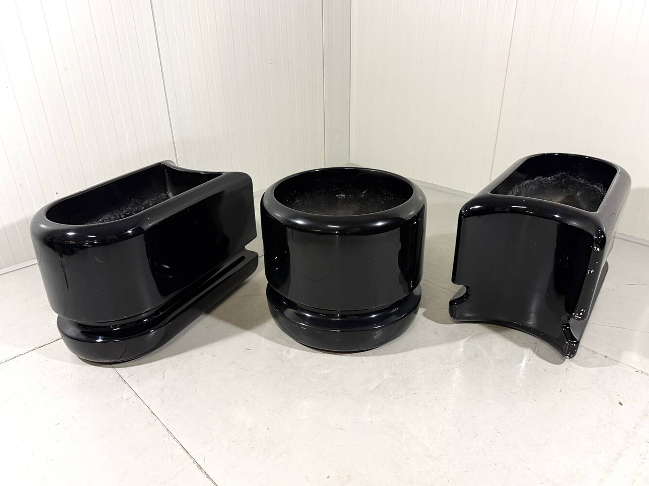 Luigi Colani set of 3 room dividing black planters 1970’s