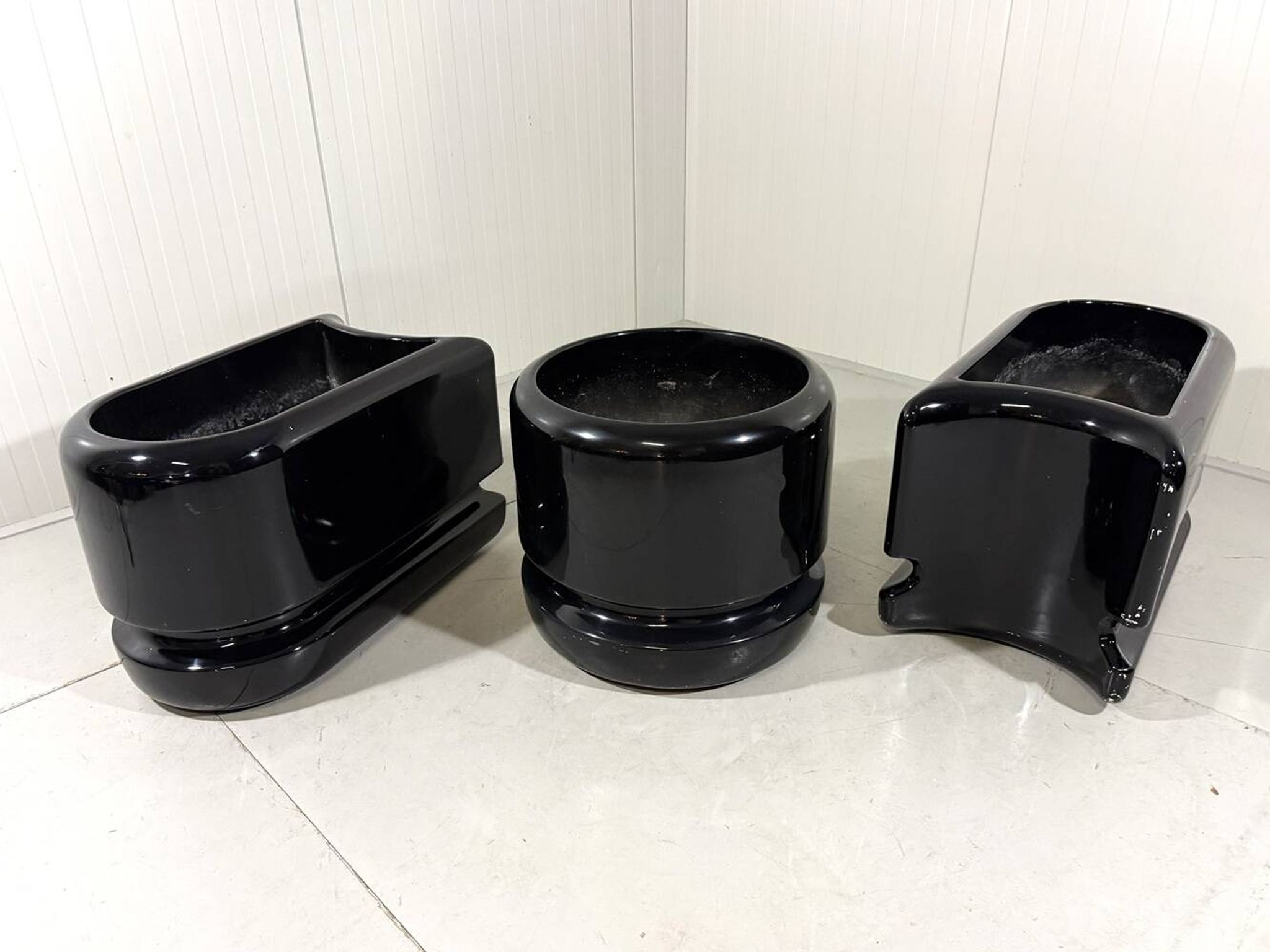 Luigi Colani set of 3 room dividing black planters 1970’s