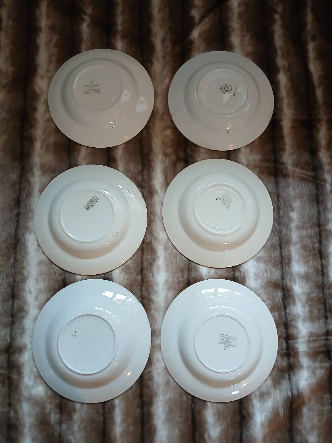 6 mismatched antique deep plates