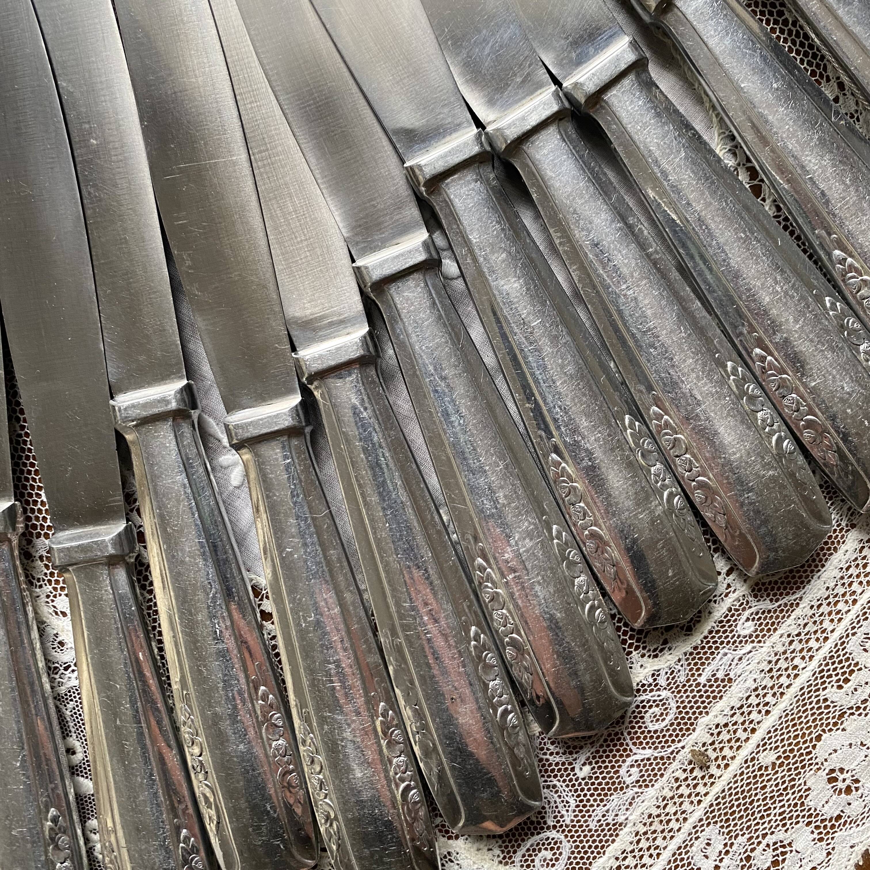 Silver-plated knives with stainless steel blades, Vego brand, 1950s