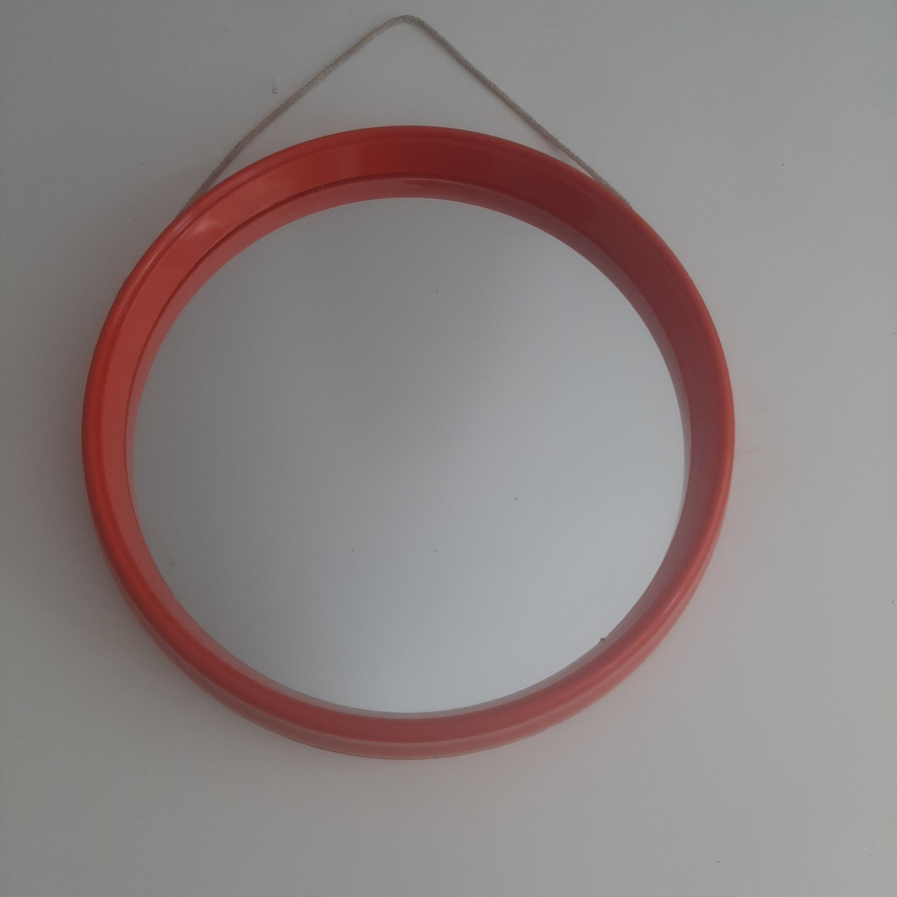 Vintage round mirror orange 60s 70s